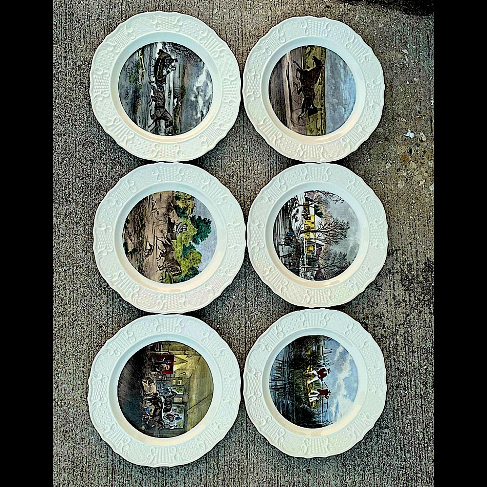 Antique “Currier & Ives” hand crafted and painted fire 🔥 kiln Collector Plates